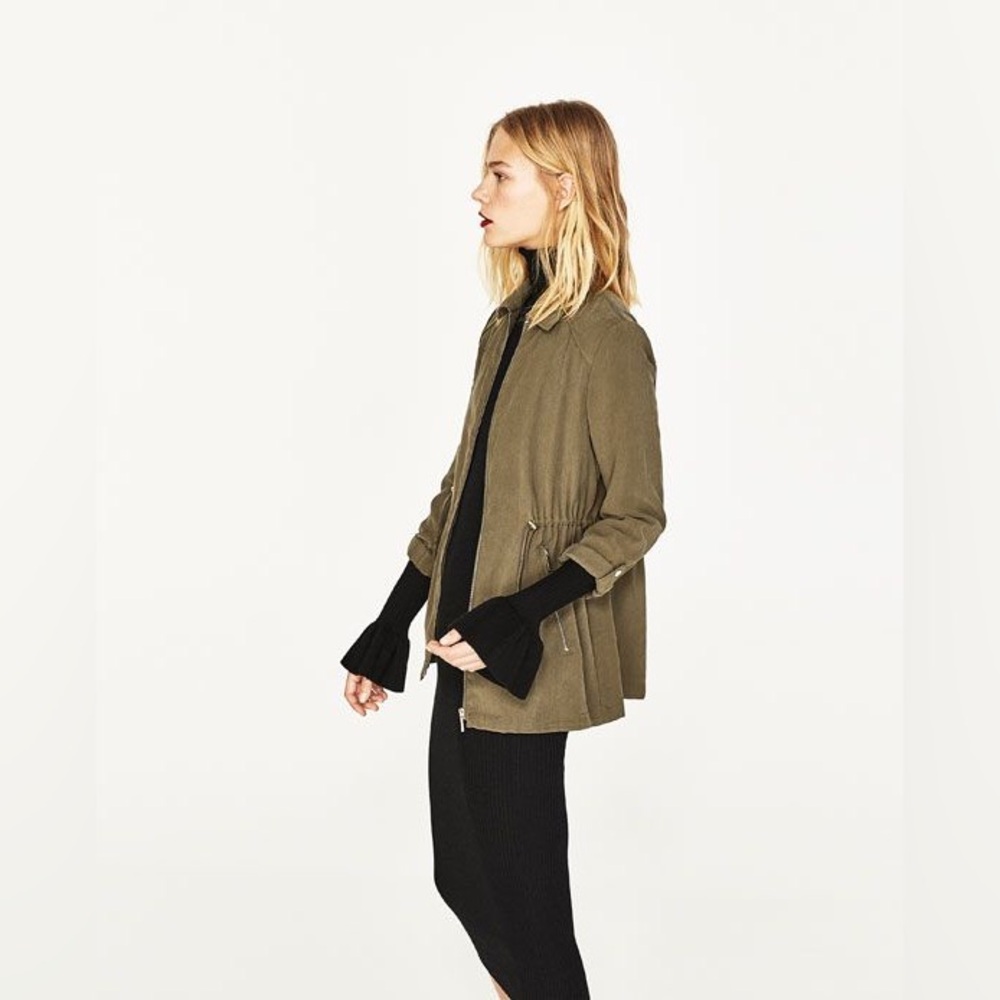 Zara green jacket with zipper
